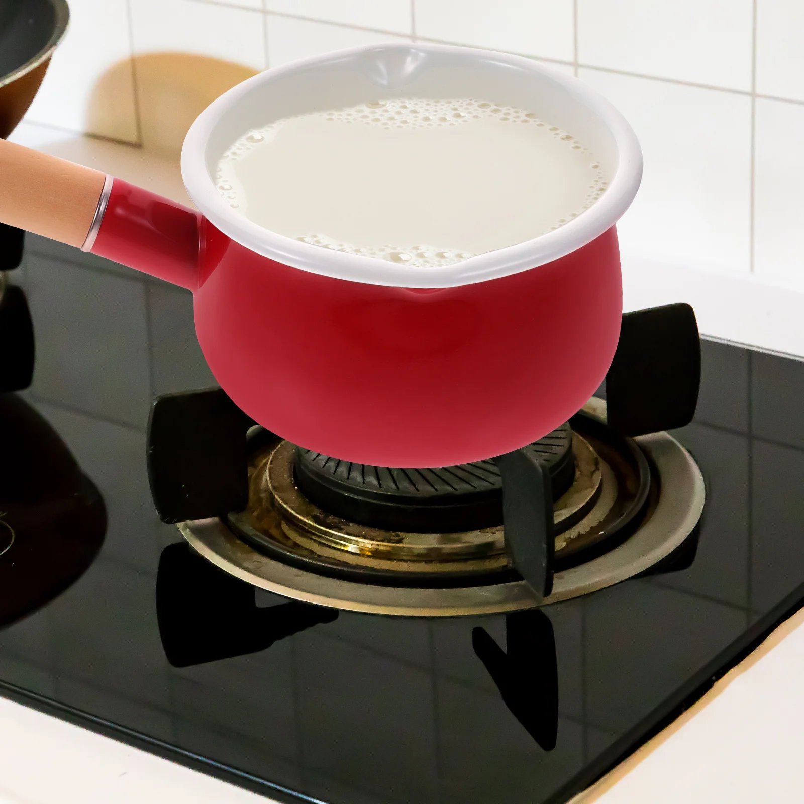 

Enamel Milk Pot Small Saucepan Smooth Surface Wood H Cookware Kitchen Stockpot Stove Mini Pan Small Cooking Pot