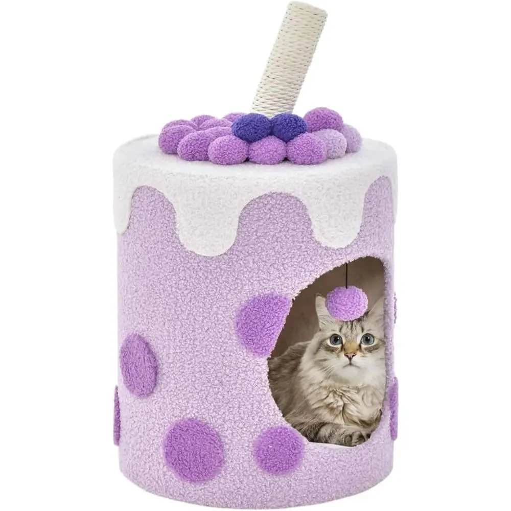 

Multi-Level Cat Tree with Scratching Post, Dangling Ball, and Cushioned Seat