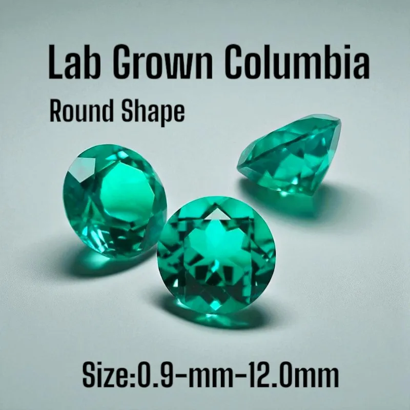 

High Quality Lab Grown Columbian Emerald Hand-cut Charms Gemstone Round Shape for DIY Jewelry Making Selectable AGL Certificate