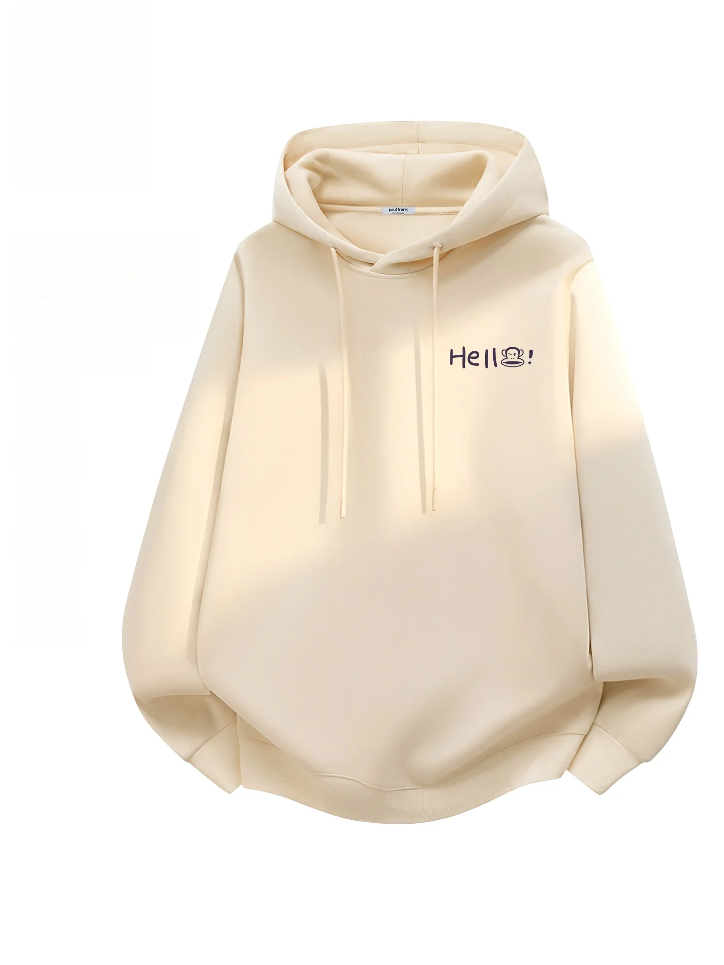 

M Hoodie Light Beige Heavyweight Fabric Spring New American Sle Monkey Face Print Casual Comfortable Sweatirt