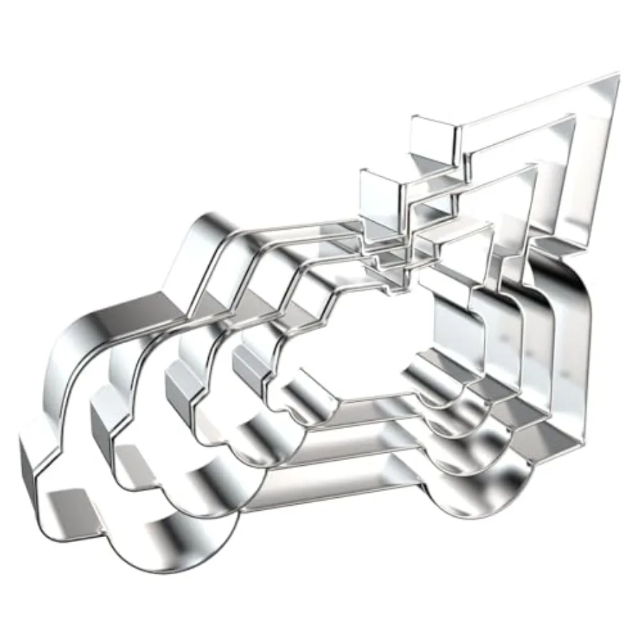 Vintage Pickup Truck Christmas Tree Cookie Cutter Set 5 inch 4 inch 3 inch 2 inch 4 Piece Extra Large Stainless Steel Shapes Mo