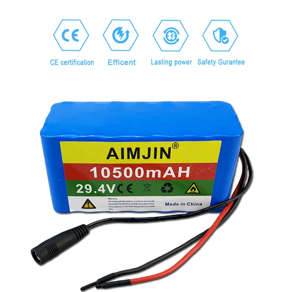 24V Battery 7S3P 29.4V 10.5Ah 18650 Li-Ion Battery Pack  Balanced BMS for Electric Bicycle Scooter Power Wheelchair+2A Charger