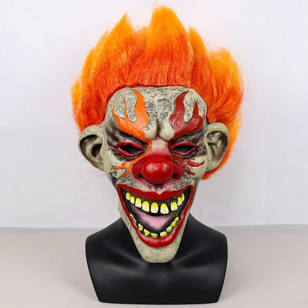 

Halloween props - Fiery Clown Mask. Halloween funny bar party show decoration - Latex mask. Carnival performance costume props.