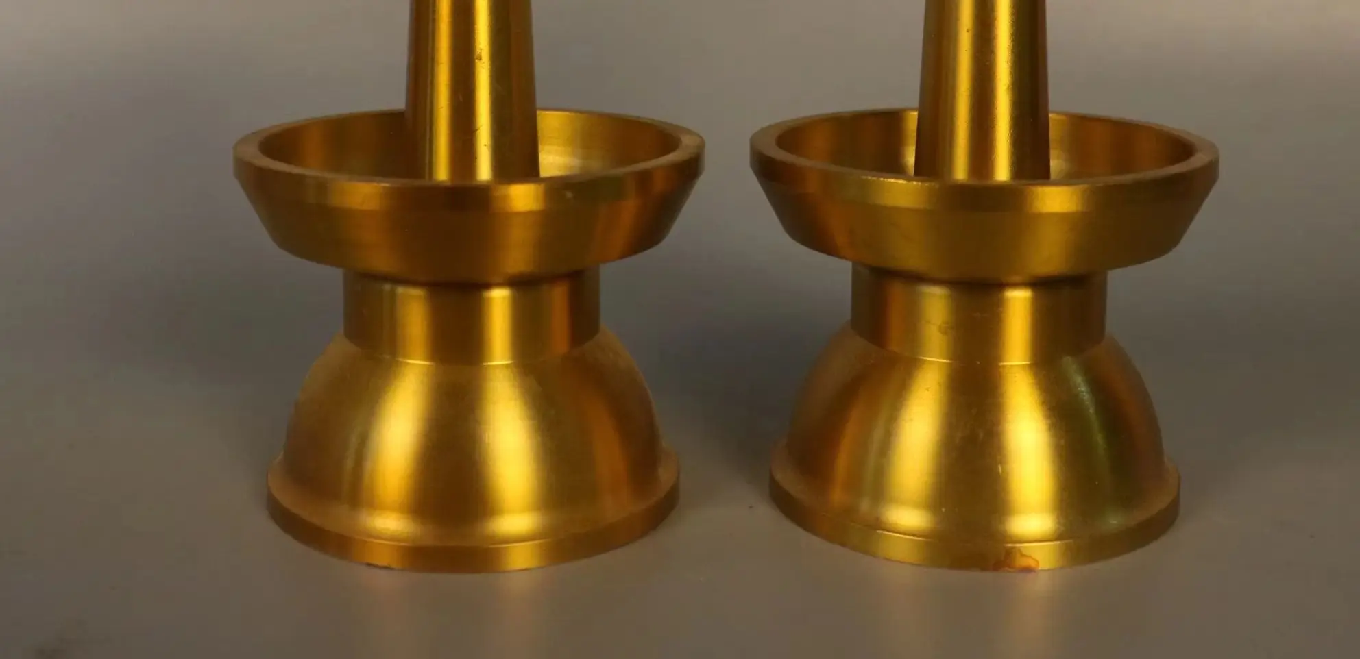 Tibetan Temple Collection Old Bronze Brass Amass wealth Lotus wax platform Candlestick A Pair Worship Hall Town house Exorcism