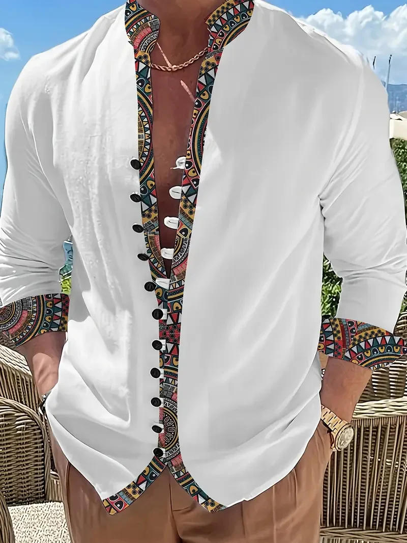 

Men's Shirt 3D Printed Modern Geometric Long Sleeve Shirt Casual Long Sleeve Business Shirt Men's Clothing