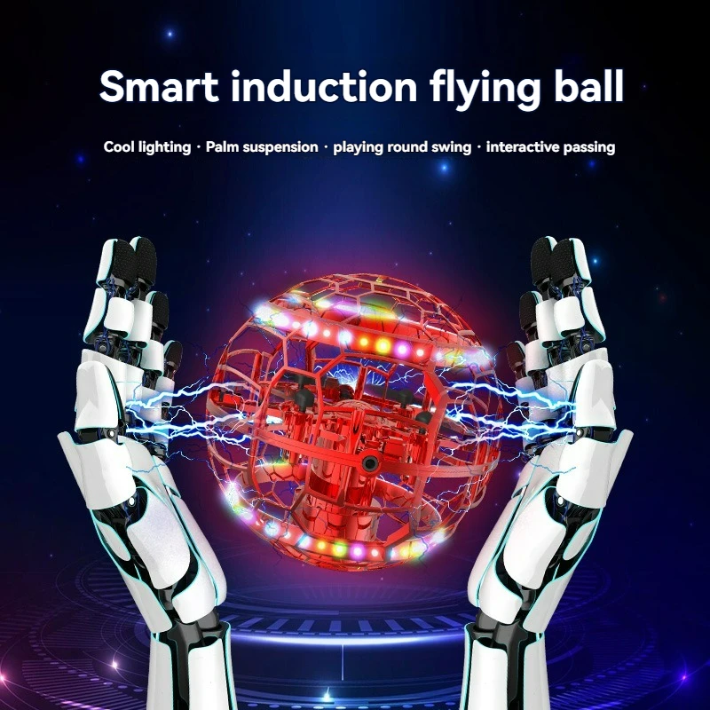 

UFO sensing aircraft spinning flying ball LED dazzling light floating remote control flying ball children's toy Christmas gift