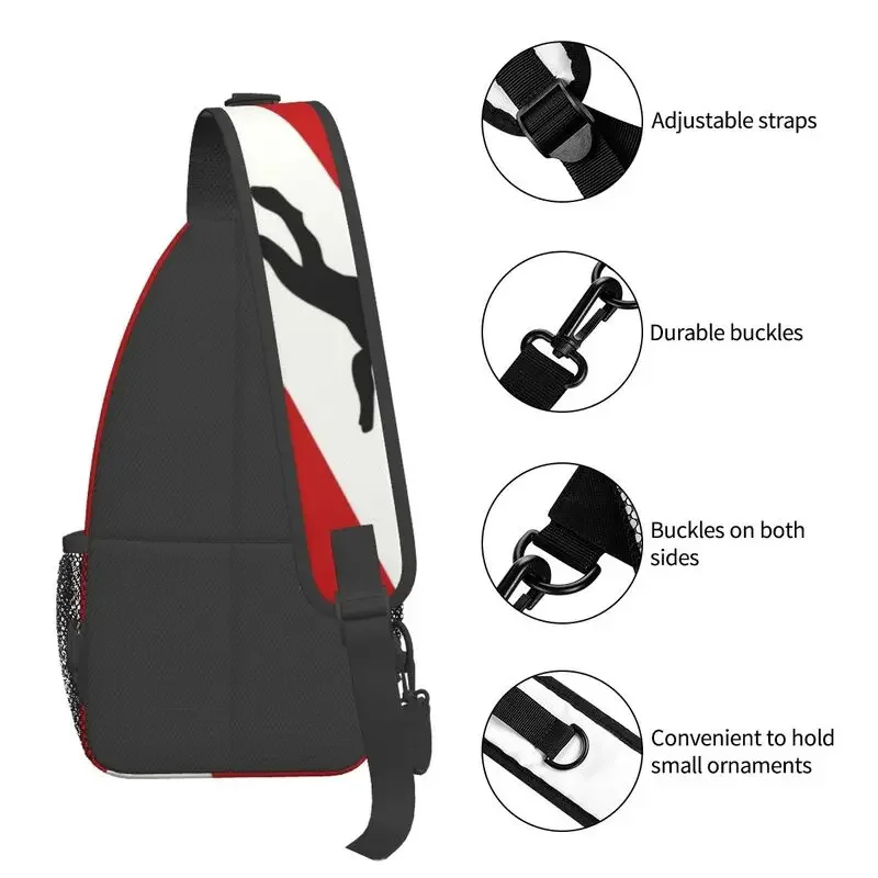 Scuba Dive Flag Bubble Sling Crossbody Backpack Men Custom Diving Diver Shoulder Chest Bag for Travel Hiking Daypack