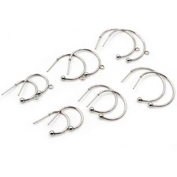 10pcs 12 15 20 25mm 316 Stainless Steel Earring Hooks Hoops Circle Ball Stud Earrings Ear Wires Connector DIY Jewelry Findings