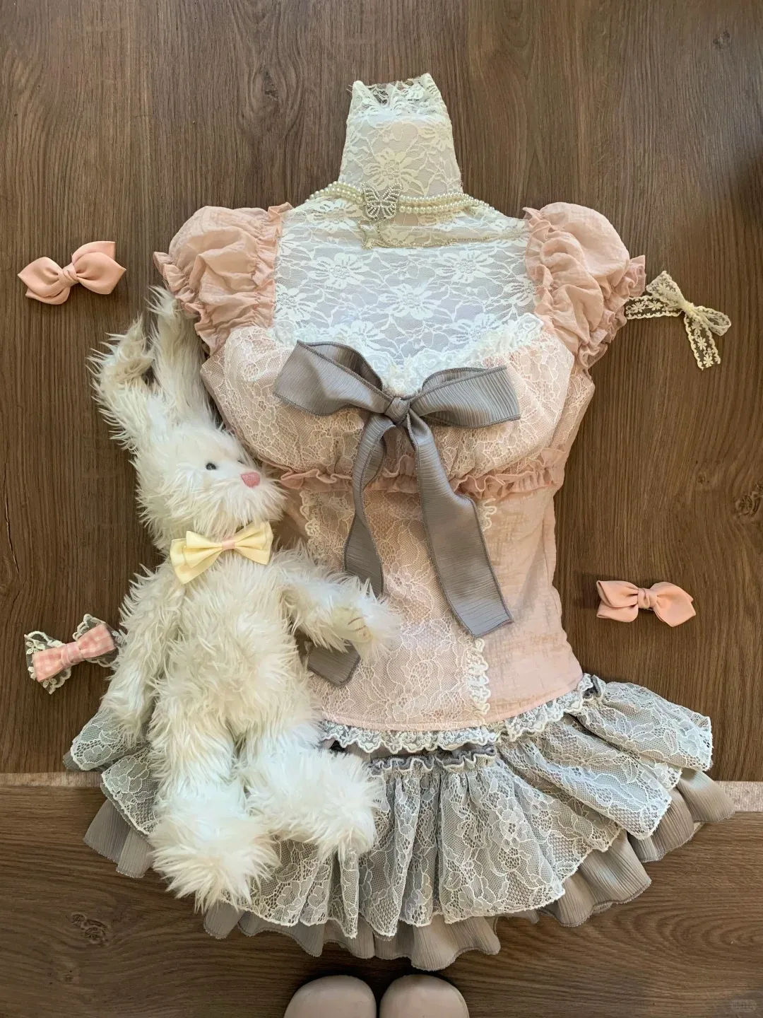 Japanese Sweet Kawaii Lolita Elegant 2 Piece Set Women Y2k Lace Design Mini Skirt Suit Female Princess Sweet Chic Outfits Summer