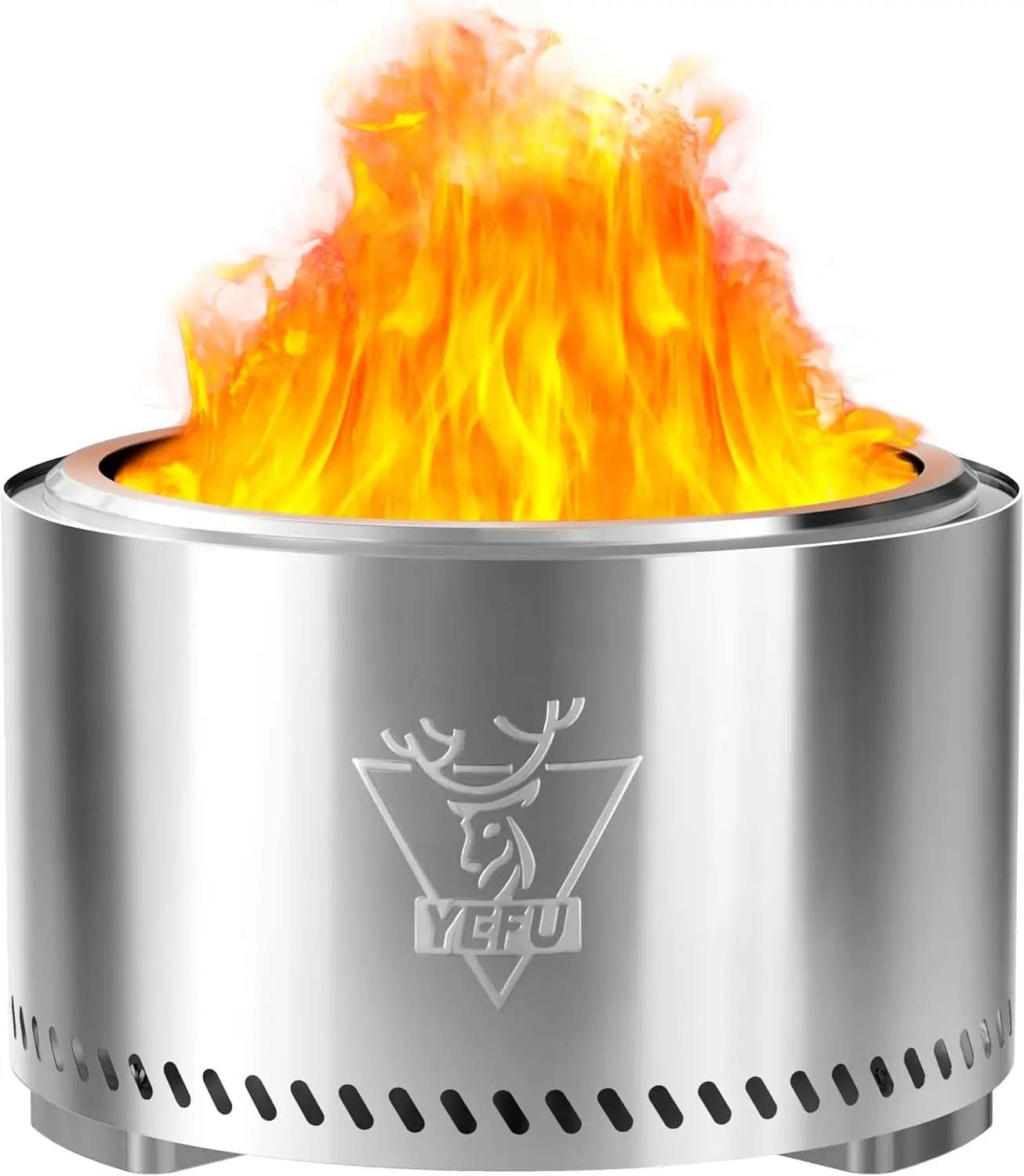 

YEFU Smokeless Fire Pit 27 Inch Portable Safe Burning Fireplaces Outdoor Patio Camping 304 Stainless Steel Removable Ash Pan