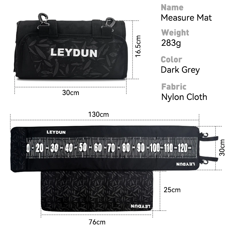 LEYDUN 125cm Fish Measure Mat Fishing Tools Comes with measuring ruler And Padded Kneeling Base Fishing Tackle Tool