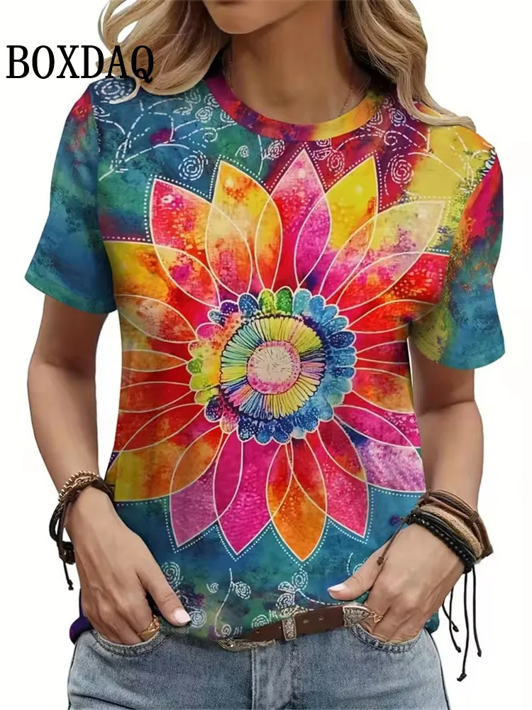 

Women's Floral Themed T-Shirts Floral 3D Print T-Shirt Oversized Casual Loose Short Sleeve Tops Fashion Summer Clothes For Women