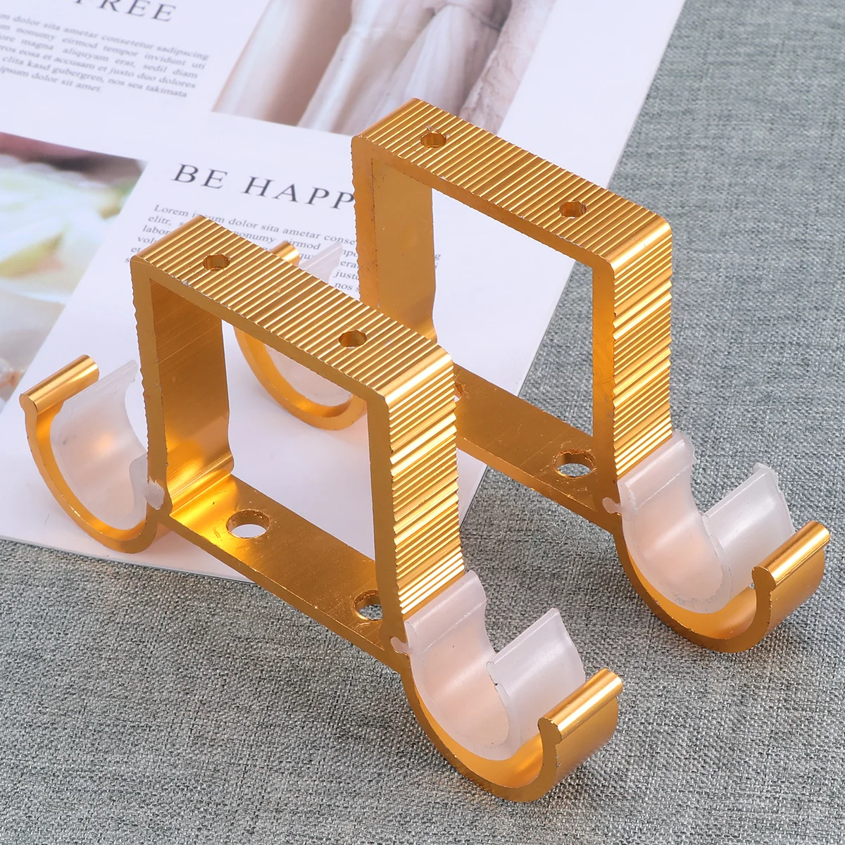 

2 PCS Roman Pole Bracket Curtain Rod Aluminum Alloy Double Hook Rods Hooks Stand