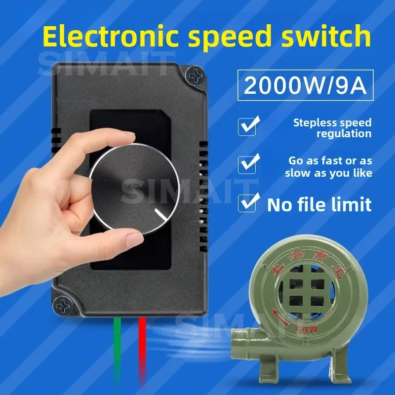 

Контроллер скорости с плавной регулировкой 220В | Регулятор скорости для вытяжного вентилятора/углошлифовальной машины/воздуходувки | Диммер SCR 2000 Вт