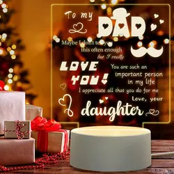 Lámpara de noche 3D Regalos para papá Lámpara acrílica para mi papá Regalo de hija e hijo para regalo de cumpleaños para papá Regalos de Navidad Lámparas de noche