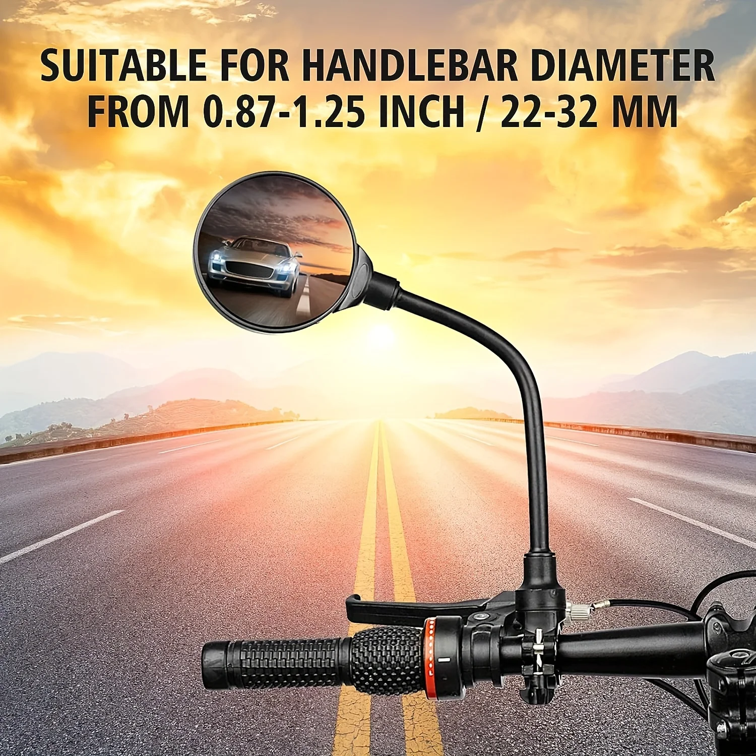 2PCS Bike Mirror Bike Handlebar Rearview Mirror Rotatable And Adjustable Wide Angle Rear View Shockproof Convex Mirror Universal