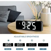 Digital Projection Alarm Clock, 180° Rotation, 12H/24H, Bedroom Electronic LED Clock with Night Mode and Power-off Memory