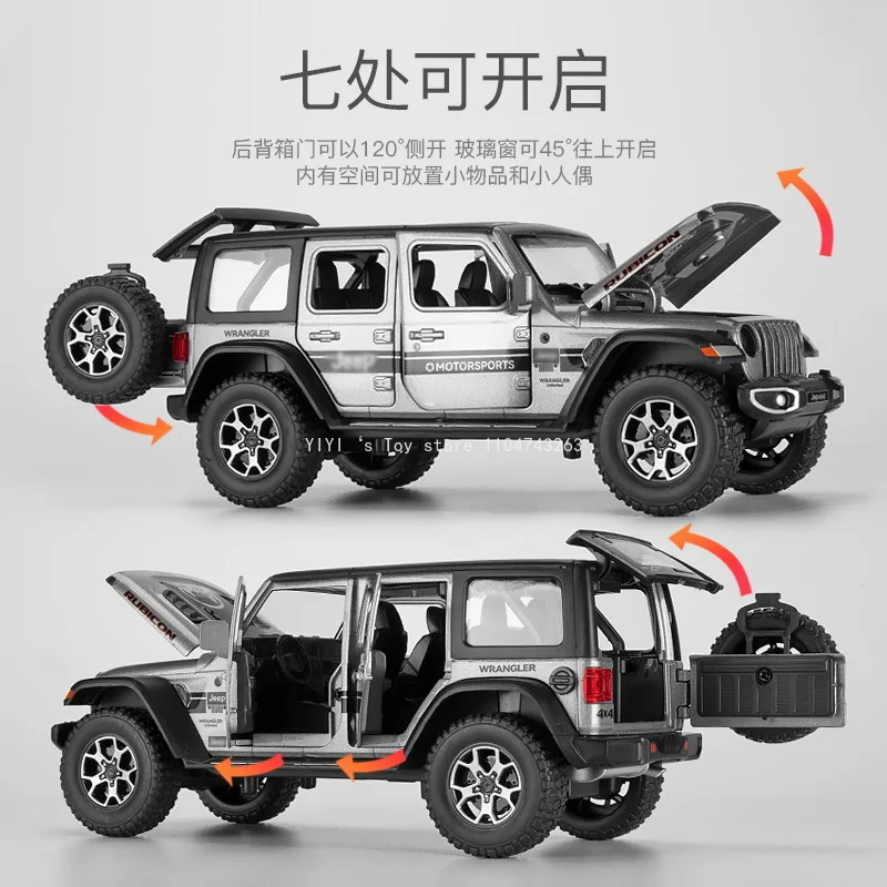 1:22 Jeeps Wrangler Rubicon Alloy Diecasts & Toy Vehicles Metal Toy Car Model Sound and light Pull back CollectionKids ToyGift30