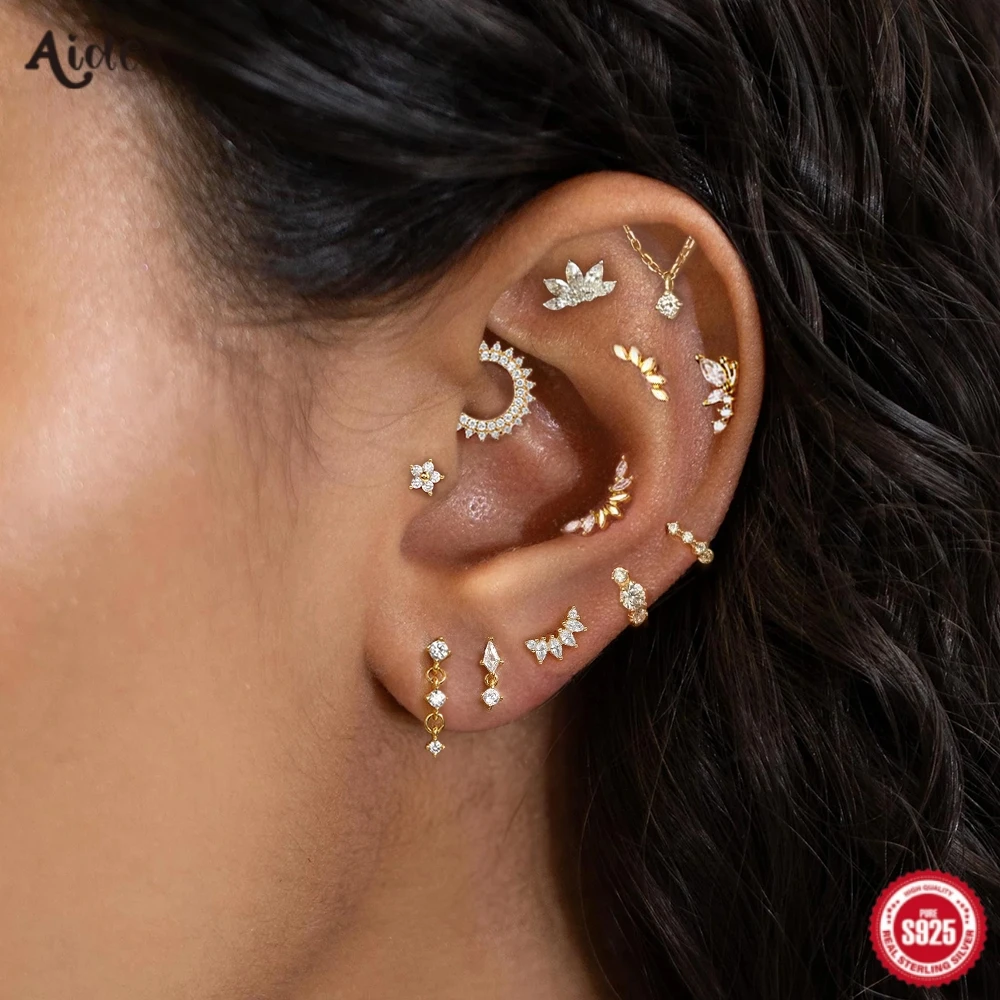Aide 925 Sterling Silver 1 szt. Geometria Multi Piercing stadniny kolczyki dla kobiet K złoto prosta elegancka biżuteria z frędzlami prezent Pendiente