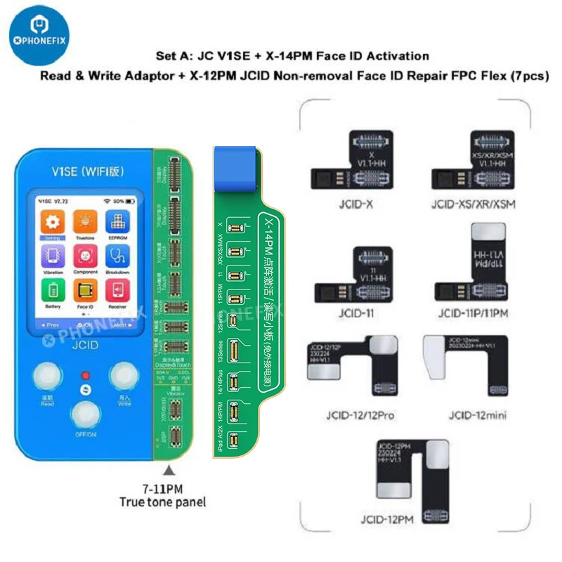 JC V1SE V1S PRO Face ID Tag-On Repair FPC Flex Cable Fix Face ID WITimprégned SOsat ERING ne fonctionne pas le moyen liatif le plus pour les X-14PM IPhone