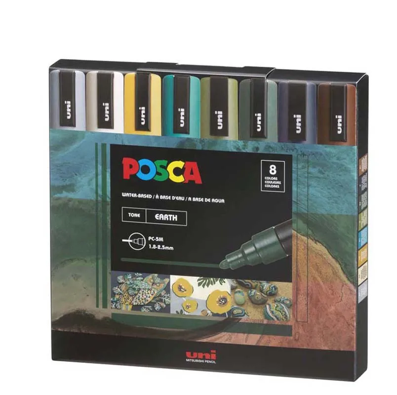 uni New Acrylic Paint POSCA Marker Pen Set PC-5M Rock Rotuladores Marking Art Pens Graffitti Painting Supplies Paint Pen