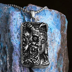 Buddhism Half Devil Half Buddha Amulet Men Necklaces Stainless Steel Pendant Chain Women Jewelry Cool Accessories Gift Wholesale