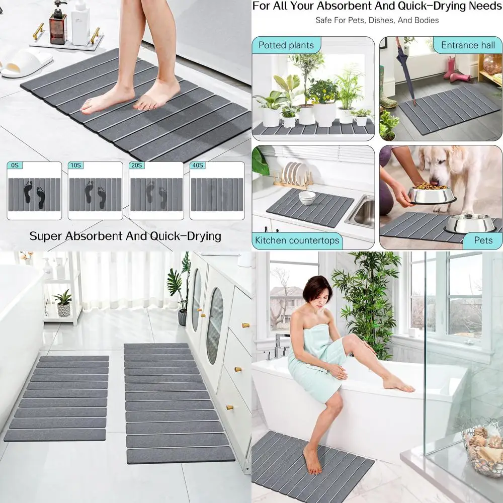 

Super Absorbent Diatomaceous Earth Bath Mats - Foldable, Quick Dry, Non-Slip Shower Rugs for Bathroom & Tub Use