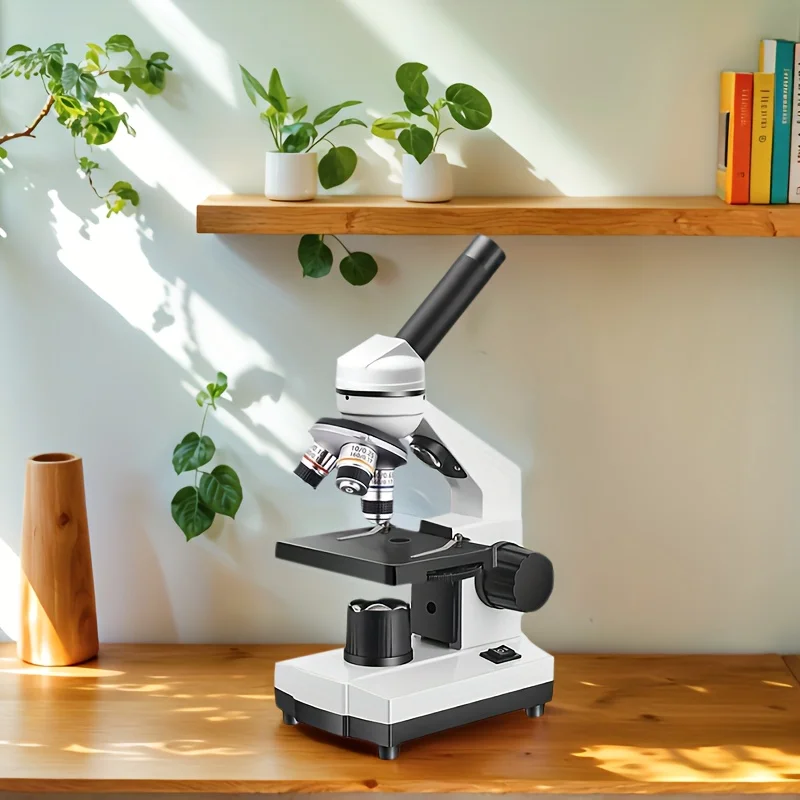 

Composite Microscope Dual LED Lamp Portable Monocular Microscope Laboratory Tools for Home Learning&Scientific Exploration