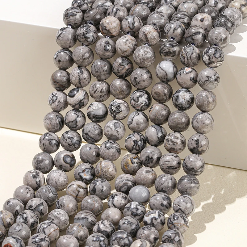 AA + خريطة الطبيعية جاسبر حجر الخرز الجولة فضفاض خزر عازل لصنع المجوهرات قلادة سوار DIY بها بنفسك اكسسوارات 4 6 8 10 12 مللي متر