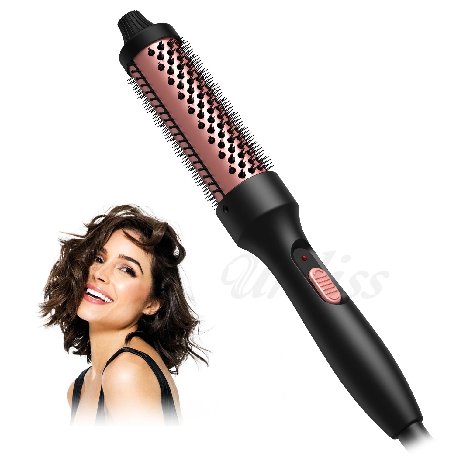 Curling Thermal Brush Double PTC Heated Curling Iron Brush Anti-Scald Round Brush 32mm Hair Curler Hot Volumizing Brush Styler