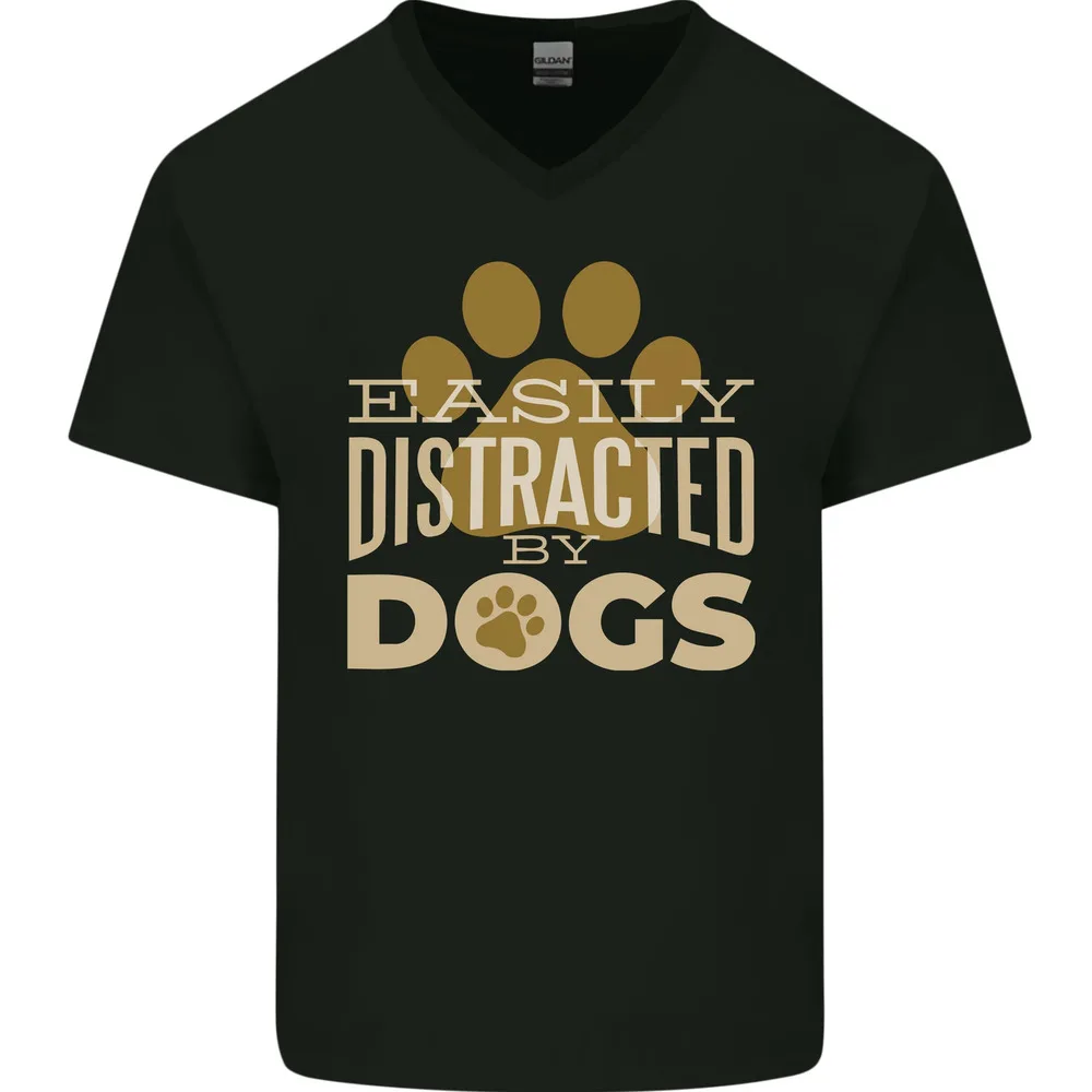 

Easily Distracted By Dogs Funny ADHD Mens Women Summer Tees Cotton T-Shirt Anime Graphic