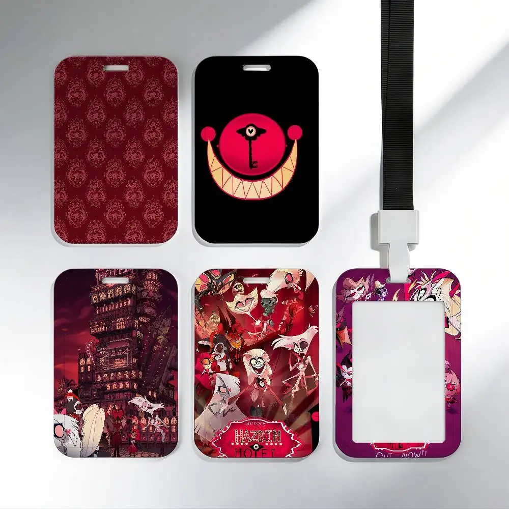 

Hazbin Cartoon Hotels Funny Card Cover Neck Strap Pass Employee's Work Lanyard Working Permiit Case