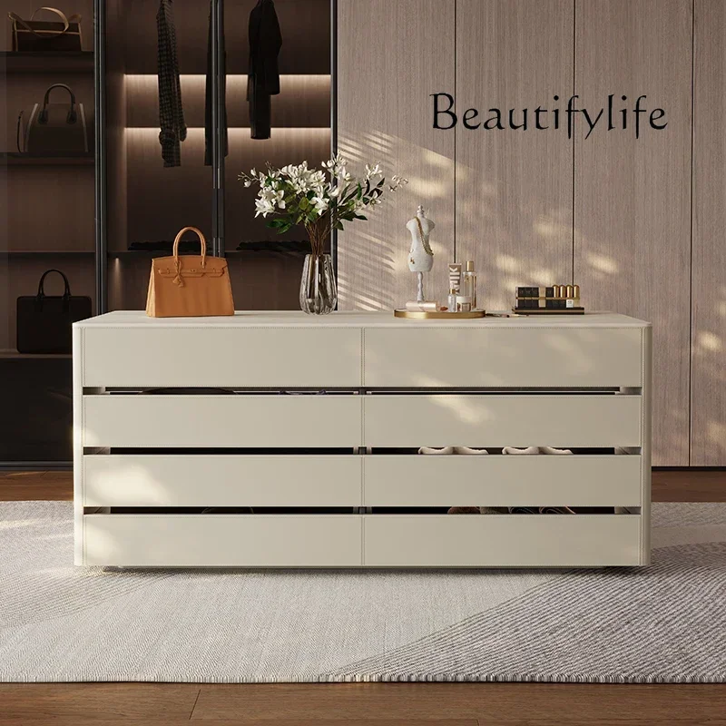 R Italian Minimalist Cloakroom Mid-island Cabinet Modern Minimalist Jewelry Island Cabinet Floor Cabinet Cave Stone Countertop