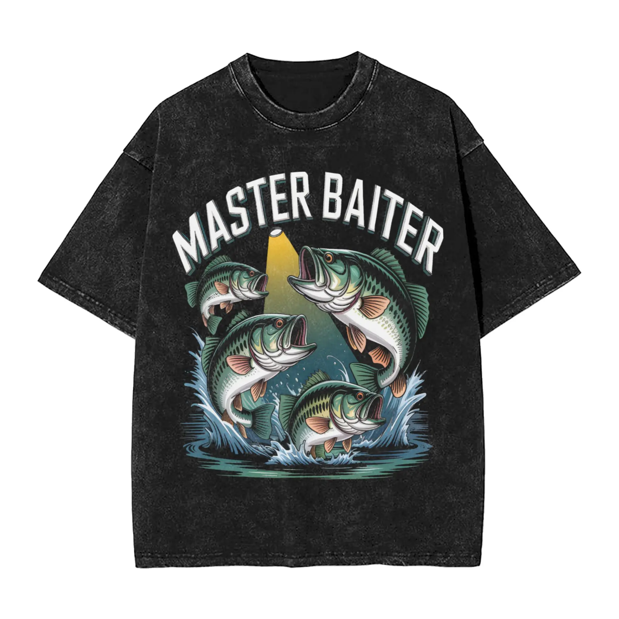 Harajuku Washed Shirts Master Baiter Funny Fishing  Merch Vintage T-Shirts Harajuku  Streetwear Short Sleeve Printed Tops Tees