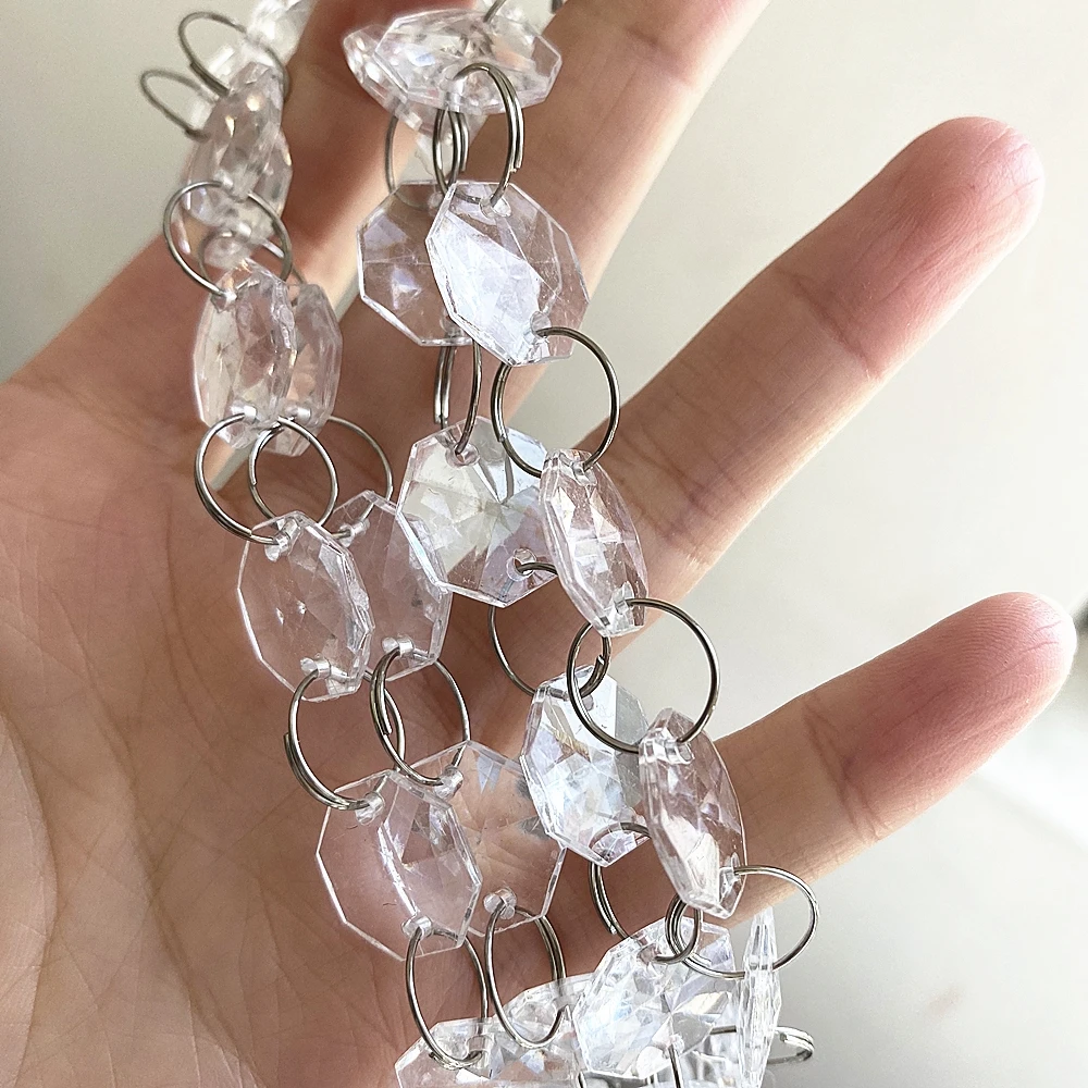 1 Meter Acrylic Glass 14mm Beads Clear Garland Strand Hanging Bead Curtain Chains Wedding Decoration