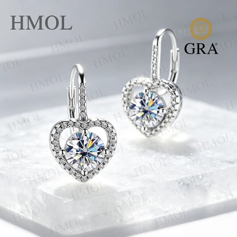 2ct Moissanite Earrings Round Cut D Color VVS1 925 Sterling Silver GRA Certified Non-fading Gift Choice Versatile For Ladies