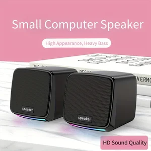 Speaker Komputer, Speaker Mini dengan Lampu Keren dan Suara Stereo Speaker Portabel AUX-in 6W Bertenaga USB 3.5 mm untuk Komputer, La 8 speaker 3.5 mm penjualan terbaik - №