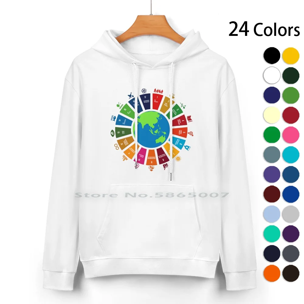 Un Sdgs | Un Global Goals Logo | United Nations Sustainable Development Goals 2030 Pure Cotton Hoodie Sweater 24 Colors Sdgs