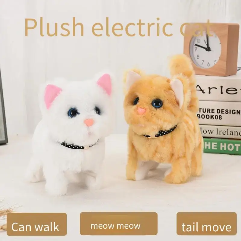 Simulazione elettrica peluche cucciolo bambola giocattolo adorabile realistico peluche interattivo gatto morbido peluche gattino elettrico