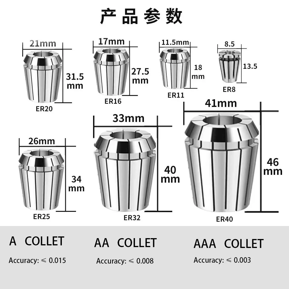 Er32 série completa braçadeira de cilindro elástico máquina de gravura de alta precisão cnc fresagem mandril boca er braçadeira de cilindro elástico
