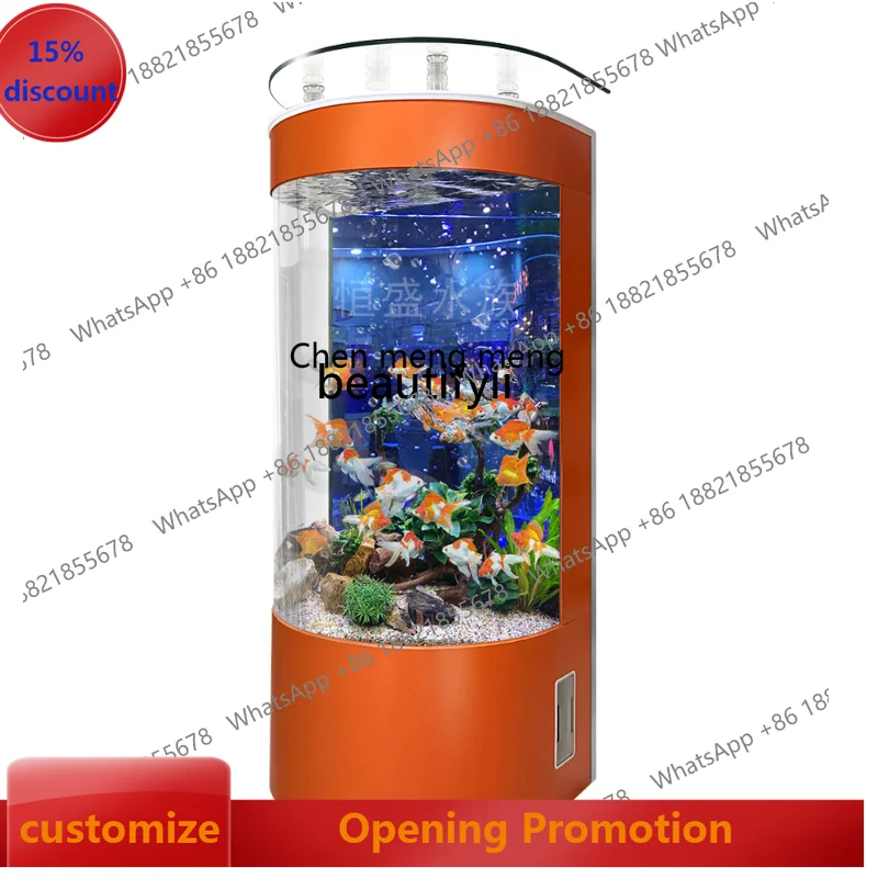 

S7486 ss Fish Tank Living Room Small 2023 New TV Cabinet Side Integrated Medium and Large Glass Semi-Cylindrical Aquarium fish t