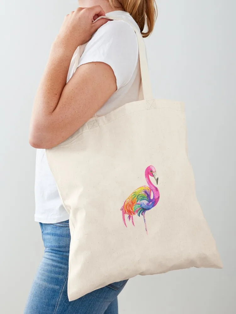 

Rainbow Flamingo Tote Bag university shopper bag sacs de shopping Cloth bags bag for beach