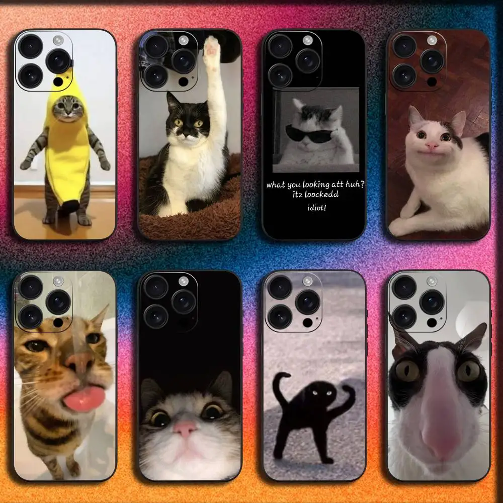 

Funny Animal Cat Phone Case For iPhone 17 16 15 11 12 14 13 Pro Max Mini X XS XR 7 8 Plus SE4 16E Soft Silicone Cover Fundas