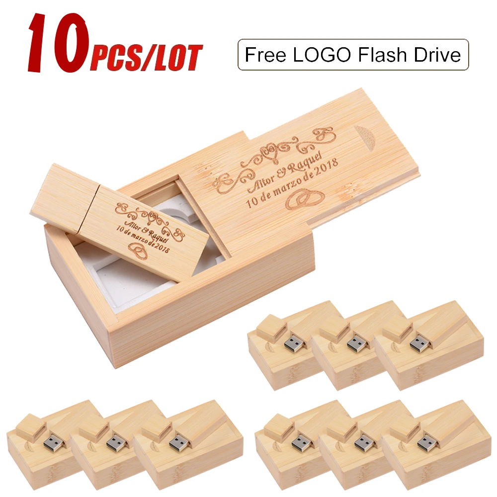 

10pcs/lot USB 2.0 (free Custom LOGO) Wooden Usb with Box USB Flash Drive Pendrive 4GB 8GB 16GB 32GB 64GB Memory Stick for Gift