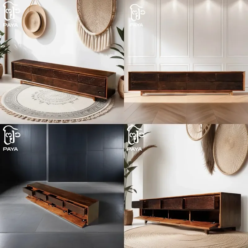 For Living Room Solid Wood TV Cabinet Flip Door Four Drawers Large Capacity Storage Furniture Ancient Wood