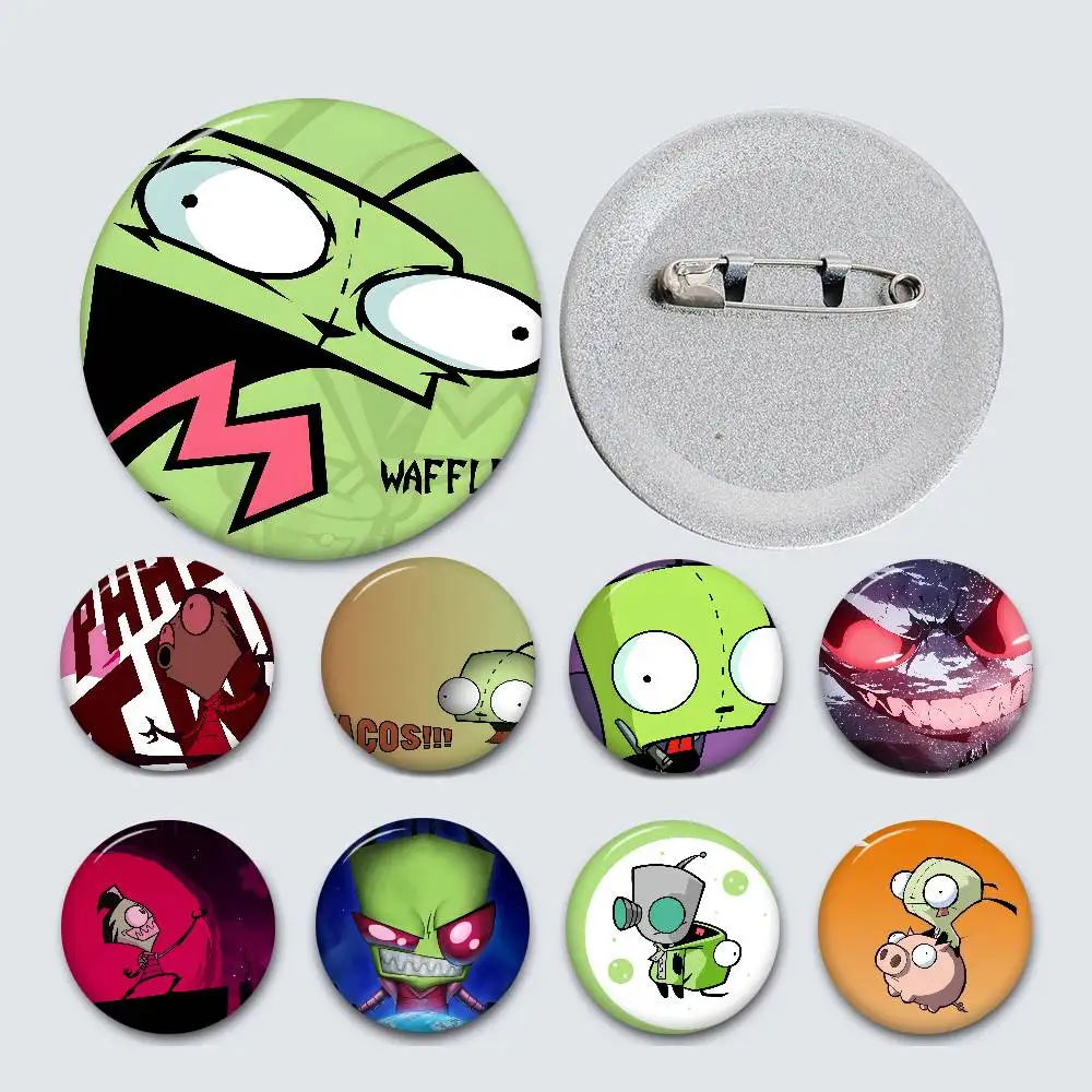 I-Invader Z-Zim Cartoon 58mm Cute Series Pins Funny Badge Interesting Cartoon Animals Brooches Backpack Clothes Gift Accessory