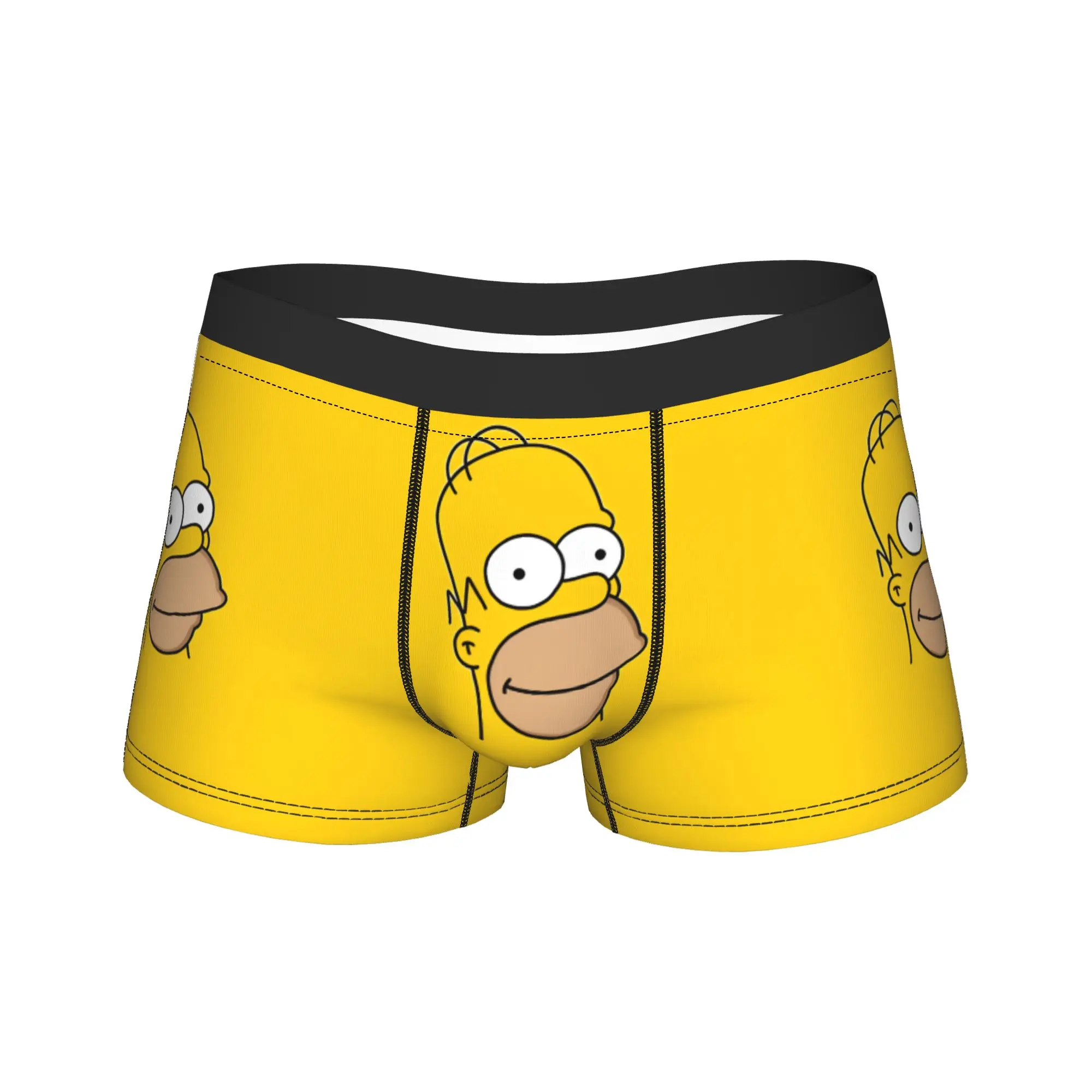 Homer S-Simpson Cartoon Head Portrait Underwear  Man Shorts Briefs Comfortable Trunk Hot Sale Printed Plus Size Panties