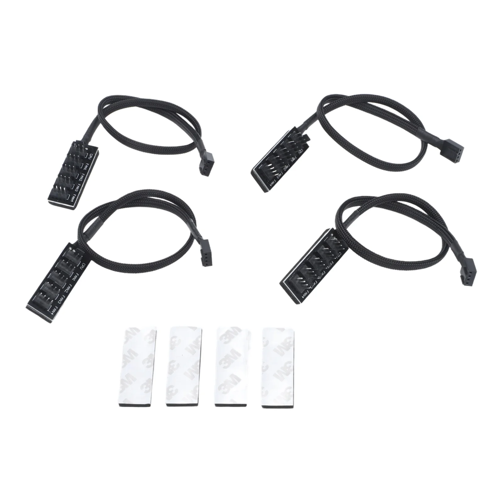4 Pack For PWM Fan Hub Splitter Cable Power Extension for PC For Cooling Fans Compatible with 3 Pin and 4 Pin Fans