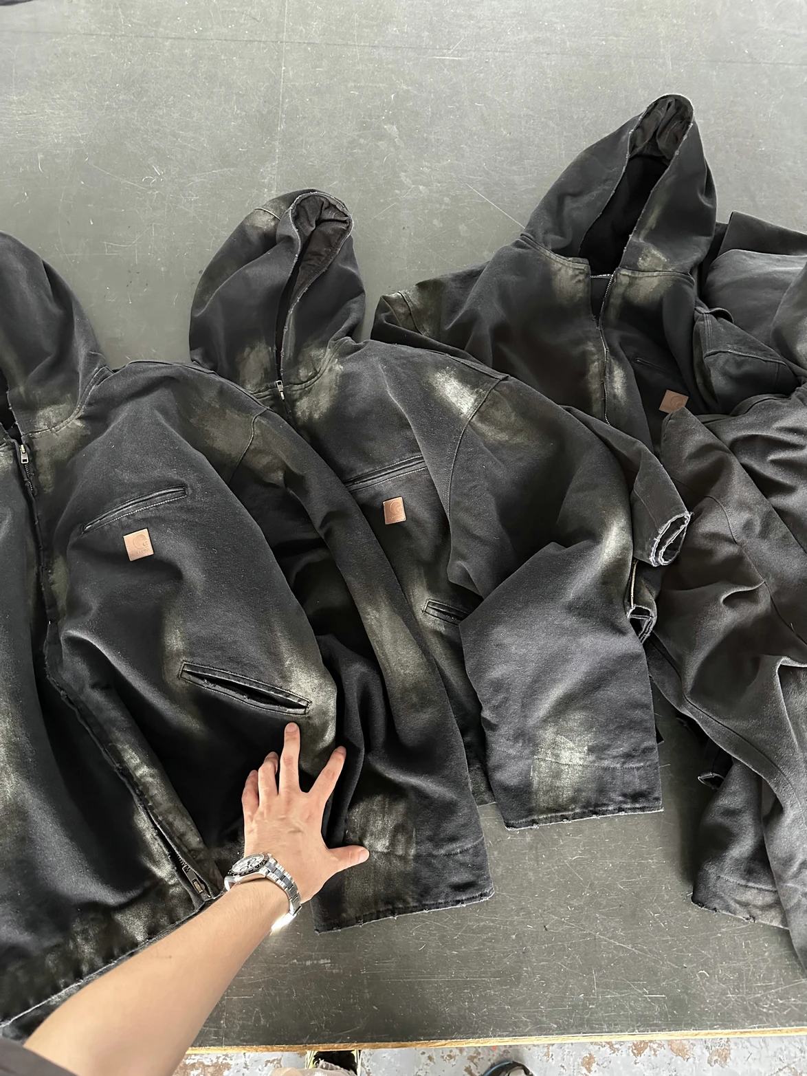 

Ailz Project Heavy Industry Mud Dye Workwear Jaet American Aalyptic Loose Zipper Hooded Coat ex Cotton Long Sve