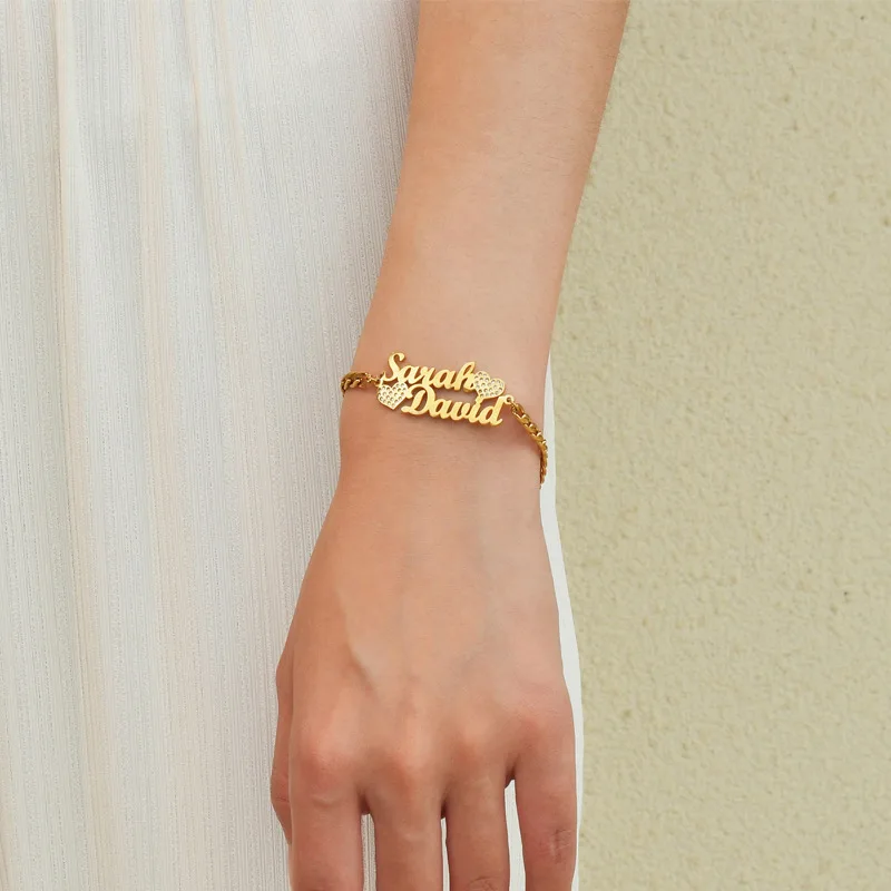 

Personalized Name Custom Bracelet Stainless Steel Diamond-encrusted Hollow Letter Bending Bracelets Women's Jewelry Dropshipping